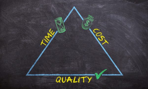 Imatge triangle relació entre temps. cost i qualitat